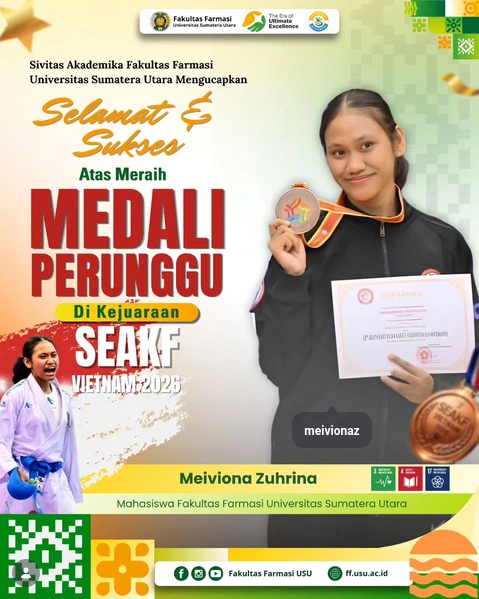 Tampil Memukau, Mahasiswa Fakultas Farmasi USU Raih Medali Perunggu pada Ajang SEAKF Vietnam 2026